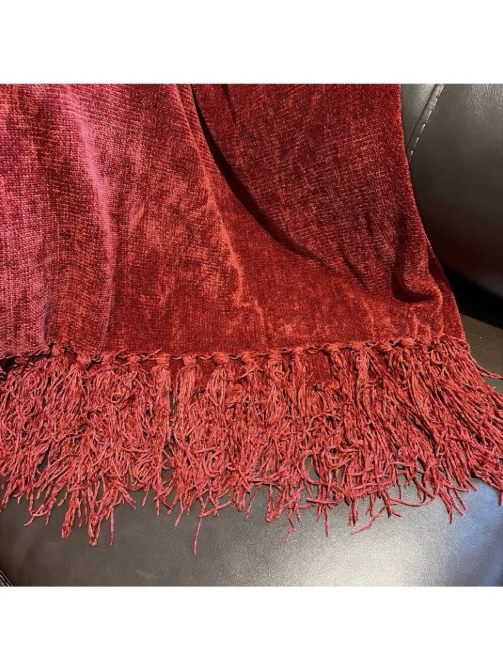 Luxury Red Chenille Blanket Decorative Throw Quilt Fringe Cover Bedding Luxe